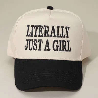 Fashnzfab Literally Just A Girl Message Embroidered Baseball Cap In Black