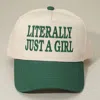Fashnzfab Literally Just A Girl Message Embroidered Baseball Cap In Green