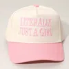 Fashnzfab Literally Just A Girl Message Embroidered Baseball Cap In Pink
