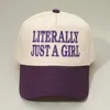 Fashnzfab Literally Just A Girl Message Embroidered Baseball Cap In Purple