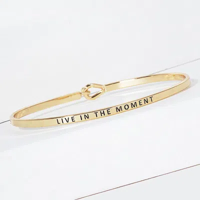 Fashnzfab Live In The Moment Engraved Thin Brass Metal Bangle Bracelet Gold