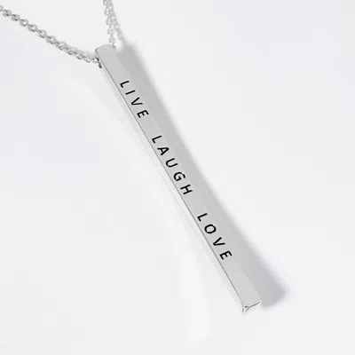 Fashnzfab Live Laugh Love Brass Metal Bar Pendant Necklace In Multi