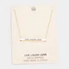 Fashnzfab 'live Laugh Love' Horizontal Metal Bar Pendant Necklace In Gold