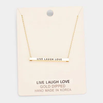 Fashnzfab 'live Laugh Love' Horizontal Metal Bar Pendant Necklace In Gold