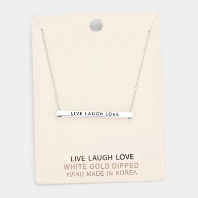 Fashnzfab 'live Laugh Love' Horizontal Metal Bar Pendant Necklace In Multi