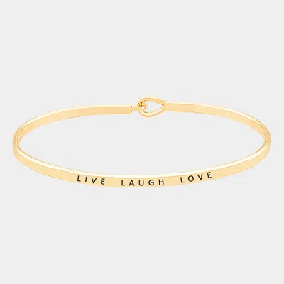 Fashnzfab Live Laugh Love Thin Metal Hook Bracelet Gold