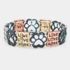 Fashnzfab Live Love Bark Metal Paw Stretch Bracelet In Animal Print