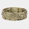 Fashnzfab Live Truly Heart & Arrow Stretch Bracelet Antique Gold In Silver
