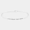 Fashnzfab Live What You Love Thin Metal Hook Bracelet Rhodium In Multi