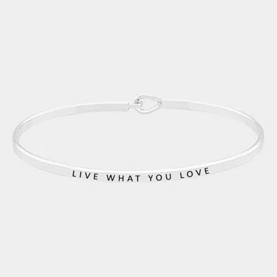 Fashnzfab Live What You Love Thin Metal Hook Bracelet Rhodium In Multi