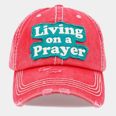 Fashnzfab Living On A Prayer Vintage Baseball Cap In Pink
