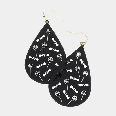 Fashnzfab Lollipop Candy Cutout Teardrop Dangle Earrings In Black