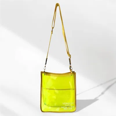 Fashnzfab London Paris New York Milan City Name Printed Transparent Crossbody Bag In Multi
