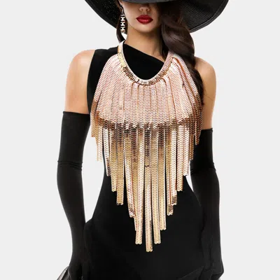 Fashnzfab Long Drop Wide Snake Metal Chain Metal Necklace In Gold