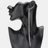 Fashnzfab Long Dropped Rhinestone Linear Dangle Evening Earrings In Metallic