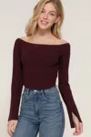 Fashnzfab Long Flare Slv Off Shoulder Sweater In Multi