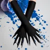 Fashnzfab Long Nails Claws Gloves In Blue