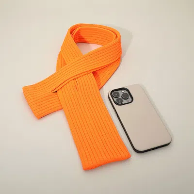Fashnzfab Long Ribbed Knit Stretch Phone Pouch Phone Holder In Orange