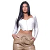 Fashnzfab Long Sleeve Corset Top In Multi