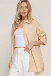 Fashnzfab Long Sleeve Loose Fit Shirt In Beige