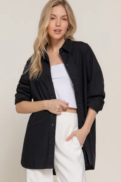 Fashnzfab Long Sleeve Loose Fit Shirt In Black