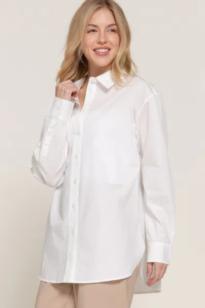 Fashnzfab Long Sleeve Loose Fit Shirt In White