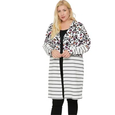 Fashnzfab Long Sleeves Print-striped Cardigan In Multi