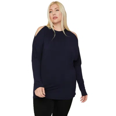 Fashnzfab Long Sleeves Solid Top In Blue