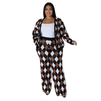 Fashnzfab Long Sleeves Stretch Pant Set In Black