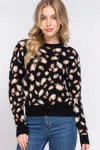 Shop Fashnzfab Long Slv Animal Jacquard Sweater In Multi
