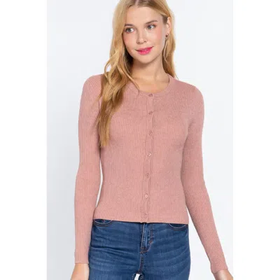 Fashnzfab Long Slv Crew Neck Basic Cardigan In Multi