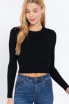 Fashnzfab Long Slv Open Back Sweater Top In Black