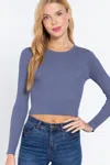 Fashnzfab Long Slv Open Back Sweater Top In Blue