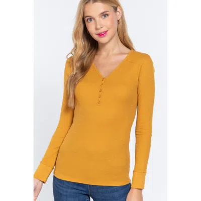 Fashnzfab Long Slv V-neck Placket Thermal Top In Multi