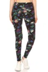 Fashnzfab Long Yoga Style Banded Lined Floral Printed Knit Legging With High Waist In Multi