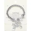 Fashnzfab Lord's Prayer Message Antique Cross Charm Bracelet In Silver