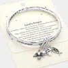 Fashnzfab Lords Prayer Message Angel Wing Heart Jesus Charm Bangle Bracelet Antique Silver In Metallic