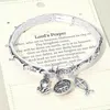 Fashnzfab Lords Prayer Message Religious Charm Stretch Bracelet In Metallic
