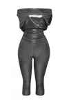 Fashnzfab Lose Fit Shimmer Top And Capri Set