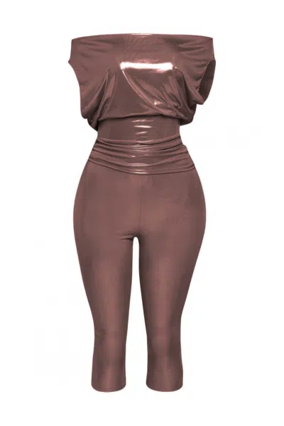 Fashnzfab Lose Fit Shimmer Top And Capri Set