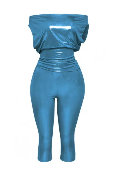 Fashnzfab Lose Fit Shimmer Top And Capri Set