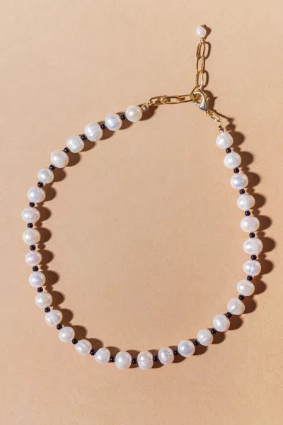 Fashnzfab Lou Pearl Necklace In White