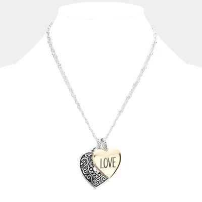 Fashnzfab Love Antique Metal Heart Pendant Necklace In Gold