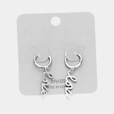 Fashnzfab Love Brass Metal Huggie Earrings In Silver
