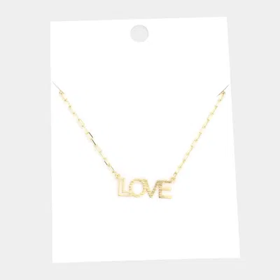 Fashnzfab Love Brass Metal Message Pendant Necklace In Gold