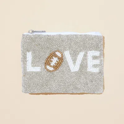 Fashnzfab Love Football Seed Beaded Mini Pouch Bag In Multi