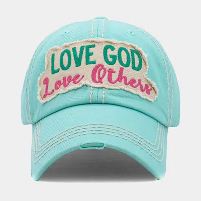 Fashnzfab Love God Love Others Message Vintage Baseball Cap In Green