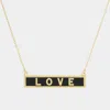 Fashnzfab Bride Gold Dipped Enamel Rectangle Message Pendant Necklace In Gold