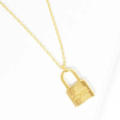 Fashnzfab Love Gold Dipped Metal Lock Pendant Necklace - Gold