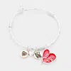 Fashnzfab Love Heart Charm Bracelet Red, Worn Silver In Multi